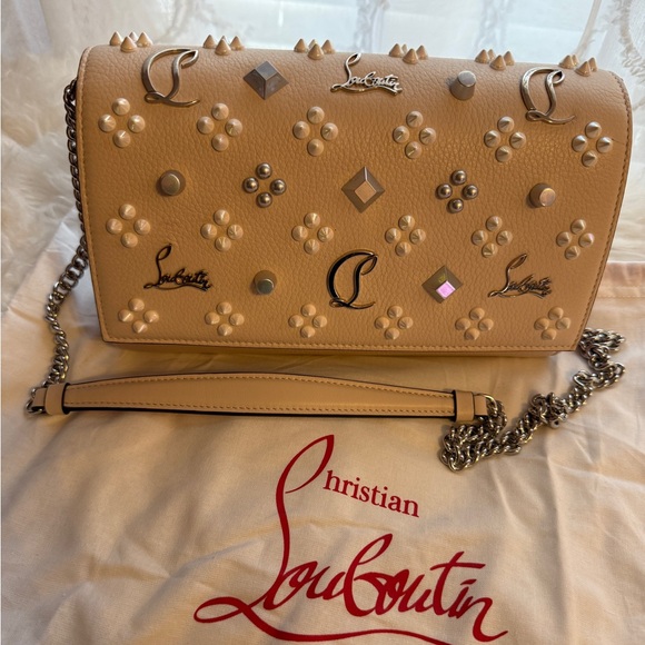 Christian Louboutin Beige Embellished Shoulder Bag - Picture 1 of 7